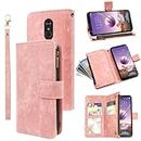 Compatible with LG Stylo 4 Wallet Case and Premium Vintage Leather Flip Credit Card Holder Stand Cell Accessories Phone Cover for Stylo4 Plus LGstylo4 Sylo4 Style 04 4+ Q Stylus Alpha Stlo4 Pink