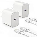 iPhone Fast Charger [Apple MFi Certified] 20W PD USB C Wall Charger Block with 6FT USB C to Lightning Cable & Apple Charger for iPhone 14/13/12/11 Pro/Max/XR/XS/Plus/iPad/Air Pods/Pro (2 Pack)