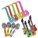 Yojoloin Jumbo 12PCS Inflatable Guitar Saxophone Microphone Balloons Fun Musical Instruments Accessories For Birthday Party Supplies Favors Photo Booth Props Random Color (12 PCS)