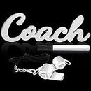 Yalikop 3 Pcs 2024 Coach Gifts Coach Wood Sign Coach Pen Whistles with Lanyard Coach Whistle Wooden Letters Sign for Graduation Gift Men Women Referees Sports Office Sports Decorations(White Sign)