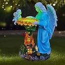 Voveexy Solar Garden Statue, Angel Outdoor Decor with Color Changing Light Garden Figurine Sunflower Outdoor Statue Waterproof Sculpture Lawn Ornament Yard Art for Patio Lawn Housewarming Garden Gift