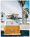 California Dreamin Surf Van - Great Beach House Decor, Hippie Room Summer Vibes Print, Surfing Camp Decorative Surf Boards Wall Art, Great Gift for Surfers, 11x14 Unframed Art Print Poster