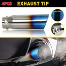 4x Car Black Stainless Steel Rear Exhaust Pipe Tail Muffler Tip Round 8.5'' Long