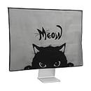 kwmobile Cover Compatible with 27-28" monitor - With Extra Storage - Meow Cat Grey / Black