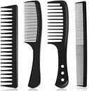 4 Pieces Wide Tooth Detangling Hair Comb Detangling Hair Comb Hair Styling Comb Set, Carbon Fiber Styling Cutting Comb Anti Static Heat Resistant Comb for Women Curly Straight Long Hair, Black
