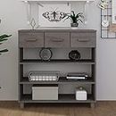 TECHPO Furniture Home Tools - Mesa consola HAMAR gris claro, 90 x 35 x 90 cm, madera maciza de pino