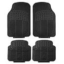 FH Group Automotive Floor Mats Black Universal Fit Heavy Duty Rubber for All Weather Protection fits Most Cars, SUVs, and Trucks, 4 Piece (Full Set Trimmable) F11305BLACK
