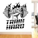Gadgets Wrap Wall Stickers Train Hard Trainer Fitness Club Iron Sport Culture Vinyl Man Cave Interior Door