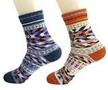 Aeoss Womens Thick Knitted Wool Warm Socks Casual Socks for Women Free Size Multicolor (2 Pairs)