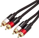 Amazon Basics - Cable de audio RCA (2 machos a 2 machos), 1.2 m, Negro, Oro, Rojo, Blanco