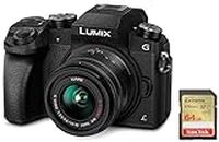 Panasonic LUMIX G7 16.00 MP 4K Mirrorless Interchangeable Lens Camera Kit with 14-42 mm Lens (Black) with 3X Optical Zoom & SanDisk Extreme SD UHS I 64GB Card for 4K Video for DSLR