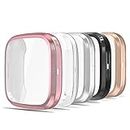 Simpeak Funda Compatible con Fitbit Versa 2 Protector de Pantalla (NO Compatible con Fitbit Versa/Versa Lite/SE), [5 Pack] Suave TPU Cubierta Cover Case, Negro/Rosa/Plata/Claro/Oro Rosa