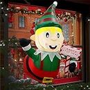 OurWarm 3.5 Ft Christmas Inflatables Outdoor Decorations Christmas Inflatable Elf with Guidepost Broke Out from Window Built-in LED Lights Xmas Blow up Decor for Outside Indoor Yard Garden Home