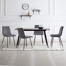 4er Set grau modern Samt Küche Esszimmer Stühle weich gepolstert Sitz Metall Beine