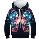 HEYLInUP Butterfly Unisex Teen Boys Girls 3D Printed Hoodies Kids Sportswear Flying Animals Hoody Jumper Funny Clothes Long Sleeve with Pockets Age 6-15 6-7Y