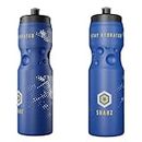 SHAHZ 2-Pack Sports Drink Bottle 800ml, 27oz Motivational Squeeze Water Bottle for Kids, Fitness Exercises, Gym, Cycling, Running, Outdoor Activities, Blue