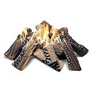 Fireplace Gas Logs Set of 10 Large Faux Firepit Logs for Indoor and Outdoor Gas Insets, Vented,Ventless