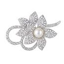 SYGA Brooch Pearl Fashion Crystal Rhinestone Jewellery Pin Vintage Accessories Decoration Clothing Brooches for Bridal Women Girl - Pearl White