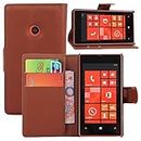 Elfe Boutique Nokia Lumia 630 Leather Case - Litchi Skin Style Wallet Card Pouch Stand Devise Flip Leather Case Cover for Nokia Lumia 630 (Brown)