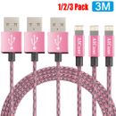 3m USB Charger Phone Cable Data Cord For Apple iPhone 7 8 XR 11 12 13 14 Pro Max