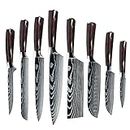 MDHAND Set di coltelli da cucina professionale, set di coltelli da chef tedeschi in acciaio inossidabile con coperchio (8PCS)