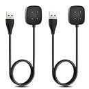 ZZL 2 Pack Charger Cable Compatible with Fitbit Versa 4 Charger/Fitbit Versa 3 Charger, 3.3Ft Replacement USB Charging Cable Dock Stand Base Cable Cord Accessories for Sense 2/1 Versa 4/3 Smartwatch