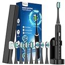 Sonic Electric Toothbrush for Adults with 8 Brush Heads， One Charge for 60 Days, 5 Modes with 2 Minutes Built in Smart Timer, Electric Toothbrushes