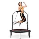 COSTWAY 40" Mini Trampoline, Foldable Fitness Bouncer with 4-Level Adjustable Foam Handle & 2 Resistance Bands, Indoor Outdoor Exercise Rebounder Workout for Kids & Adults (Red + Black)