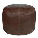 Thgonwid Unstuffed Nordic Faux Leather Pouf, Premium Handmade Ottoman, Footstool Storage Solution, Decor Bedroom Living Room - 14”x18”, Matte Coffee