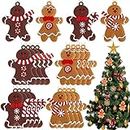 16 Ornements de Pain d'Épice Décorations de Gingerbread d'arbre de Noël Traditionnelles Pendentif de Bonhomme en Pain d'Épice Ornements d'arbre de Noël avec 65,62 Pieds Corde, 4 Conceptions