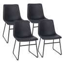 Dining Chairs Set of 4 Black PU Faux Leather Kitchen Room Side Chairs Modern