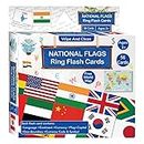 Tiddler World Country Flag Flashcards for Kids I 56 Countries free World Map jumbo 52*39 cm & Ring I Wipe & Clean National Countries, Capital, Continent, Flag, Currency code, Currency Symbol, Language I flag flash cards for kids I MapologyIGeography