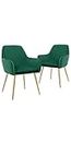 CangLong Sedie Furniture Modern Living Dining Room Accent Arm Chairs Club Guest with Gold Metal Legs, Set of 2, Green, Velvet, Foam, Verde, 2 unità
