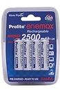 Prolite EneMAX Ni‐Mh AA Rechargeable Battery 2500mAh | Pack of 4 | Low Self Discharge | Used with Digital Camera, Game Controller, LED Torch, Toys, Shaver and More