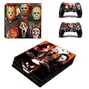 Vanknight PS4 Pro Console Skin PS4 Controller Skins Horror PS4 Pro Console Vinyl Sticker Wrap Decal Halloween Ghost Jason Michael