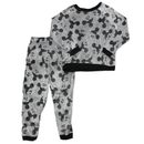 Disney Intimates & Sleepwear | Disney Character Mickey Mouse Grey Fleece Long Sleeve 2 Pc Jogger Pajamas Set | Color: Black/Gray | Size: M