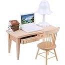 16 Pcs Wooden Dollhouse Furniture Mini Dollhouse Furniture of Table & Chair Miniature Living Room Kids Play Toy for Photo Props 1/12 Scale