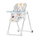 Kinderkraft Highchair YUMMY, Baby Chair, Ergonomic, Comfortable, Reclining, Foldable, with Ajustable Height, Footrest, Detachable Double Tray, for Toddler, from 6 Month to 3 Years, Multicolor