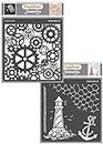 CrafTreat Steampunk Stencils for Crafts Reusable Vintage - Gears and Nautical (2 pcs) - Size: 15x15 cms - Nautical Stencils for Furniture Painting - Anchor Stencil for Painting on Cocnrete, Canvas