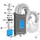 Home Cell Phone Signal Booster Boosts Improves 5G, 4G LTE Supports All Canada Carriers: Bell, Virgin, Rogers, Telus, Fido and More, Band 2/4/5/12/13/17/25/26 and 66 Cell Signal Booster Antenna Kits