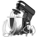 6.5L Stand Mixer, Black Electric Food Mixer, 6-Speed Flour Grinder Minced Meat, Kitchen Machine with Dough Hook, Whisk & Beater (1400W)