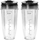 Sduck Replacement Parts for Nutri Ninja Blender, Regular Two 24oz. Cups & Sip & Seal lids With marks for measuring For 900w 1000w Auto-iQ and Duo Blenders Nutri Ninja Blender Accessories