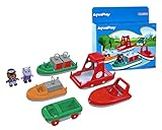 AquaPlay - BoatSet - Accessories for AquaPlay Waterways or for The Bathtub, 4 Boats, 1 Amphi-Lorry and BO and Wilma, for Children from 3 Years 8700000272 Colourful