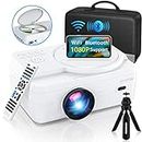 Full HD WiFi Bluetooth Projector Built in DVD Player, 9000LM 1080P Supported, Portable Mini DVD Projector for Outdoor Movies, 250" Home Theater, Compatible with iOS/Android/TV Stick/PS4/HDMI/USB/TF
