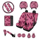 15pcs Front Seat Covers for Women Girls Seat Full Set Butterfly Car Accessories 