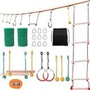 Outdoor Sports Obstacle Flat Belt Balance Training Equipment Climbing Rope Children's Climbing Combination Sports Suit Rope Ladder (Multicolor) -Layfoo