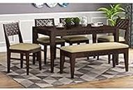 CRAFT D ARTS Solid Sheesham Wood 6 Seater Dining Table Set with 4 Chair & 1 Bench with Base Cushion Wooden Dining Room Sets for Home Kitchen Modern Dining Room Furniture (Walnut Finish)