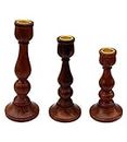 ITOS365 Handmade Wooden Candle Holder Stand for Home Décor Decorative Tealight Gifts Item, Set of 3