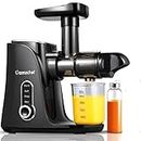AMZCHEF Slow Juicer Machine - Cold Press Juicer with Two Speed Modes and LED Display - Masticating Juice Extractor with Travel Bottle and 2 Cups, Cleaning Brush - Black