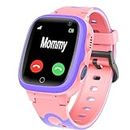 Wiwian Kids Smart Watches Girls Boys with LBS Tracker Two-Way Calling SOS Voice Chat Alarm Clock Class Mode No Disturb Camera Math Game for 3-12 Years Old Kids (Pink)